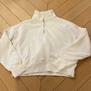 Re/Done Off-White 70s Half-Zip Sweatshirt